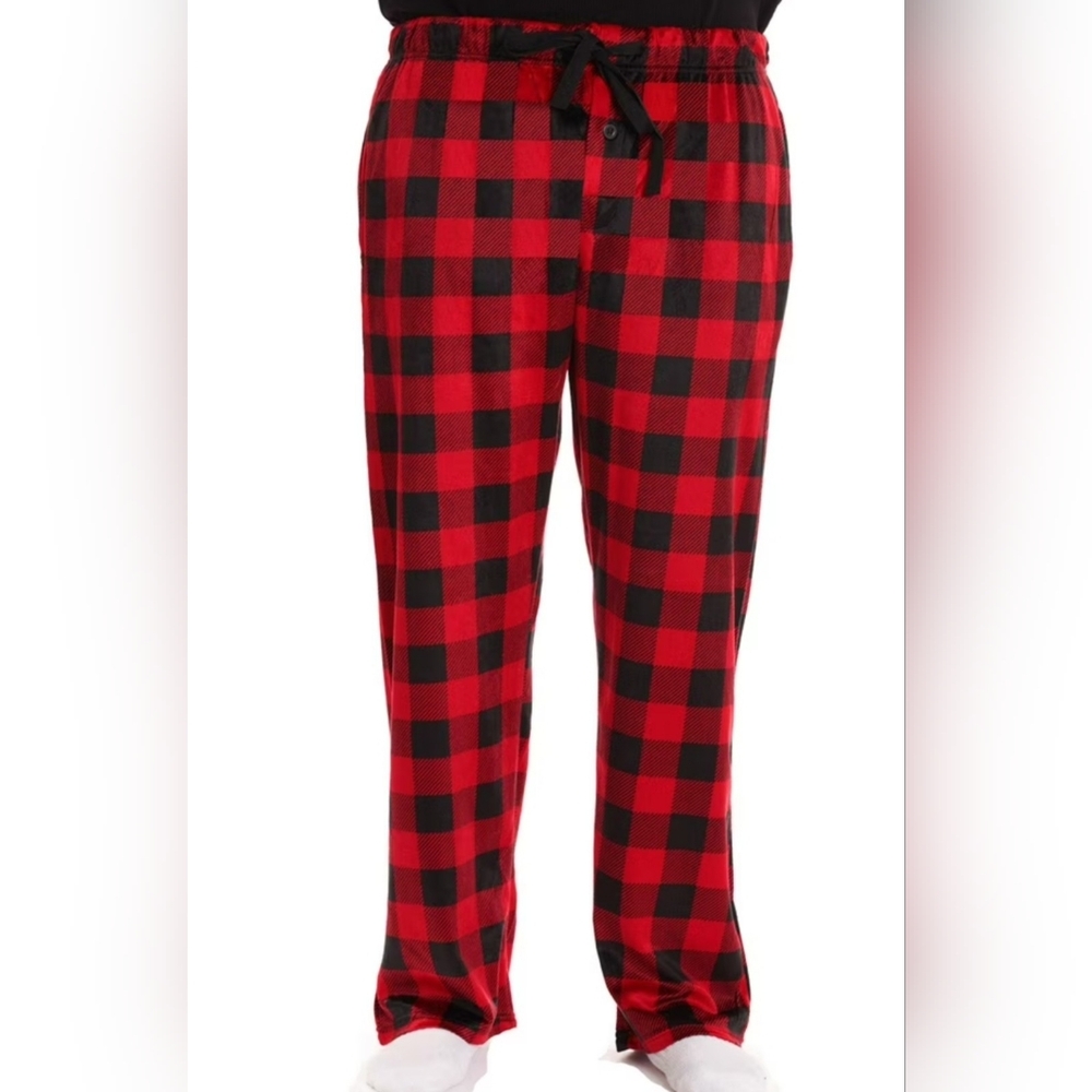George Red and Black Plaid Men's Fleece Pajama Pants Size XXL - UGC